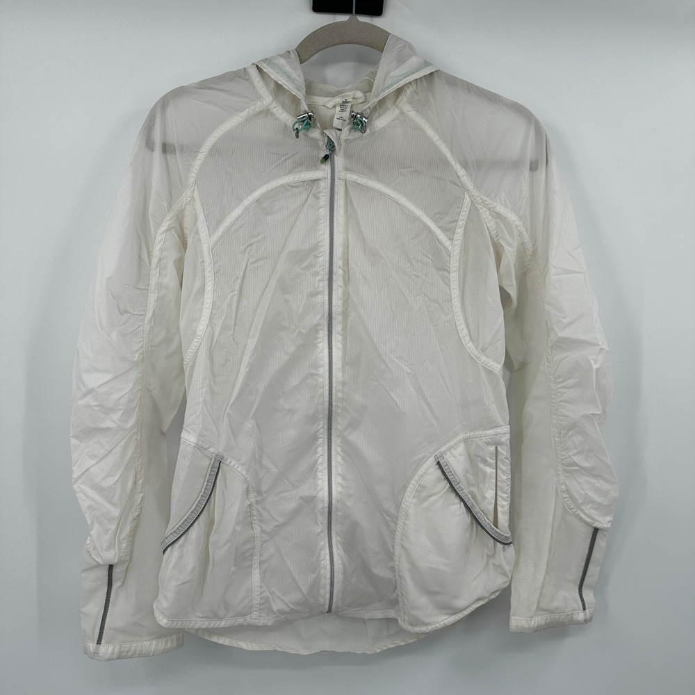 Lululemon Athletica Fast & Free White Lightweight Hooded Running Jacket Size‎ 4